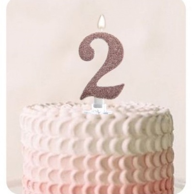 VELA ROSA GOLD PURPURINA 8CM