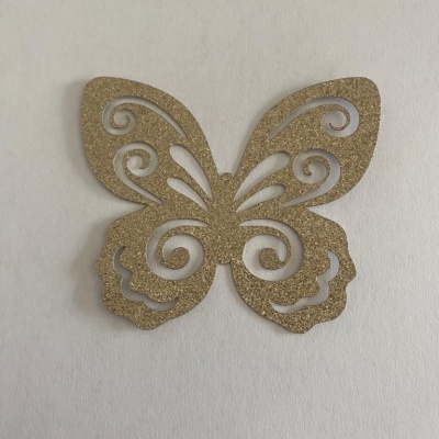 BORBOLETA DOURADA PAPEL 8CM  5UNIDADES