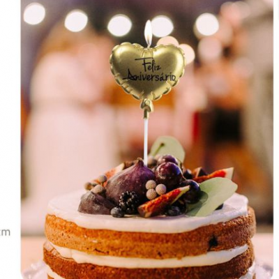 VELA CORAÇÃO DOURADO FELIZ ANIVERSARIO