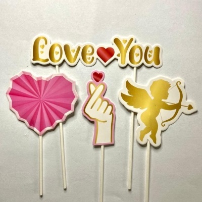 TOPO BOLO LOVE YOU 4 PCS 16.5CM