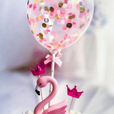 TOPO BOLO  BALÃO COM CONFETIS