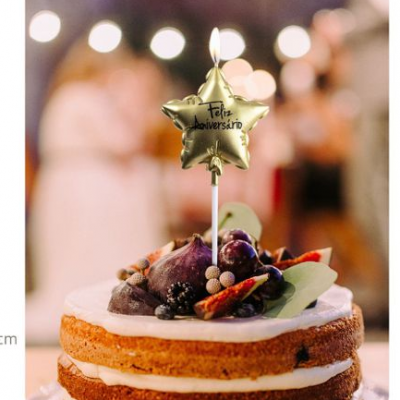 VELA ESTRELA DOURADA FELIZ ANIVERSARIO