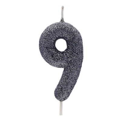 VELA GLITTER PRETO 5.5CM