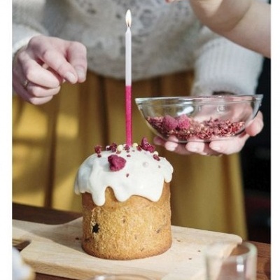 VELA ALTA BRANCO\ROSA GLITTER 12U