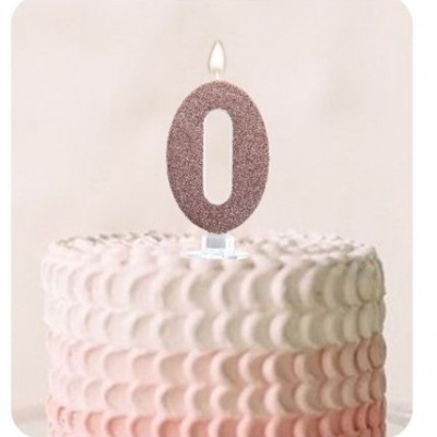 VELA ROSA GOLD PURPURINA 8CM