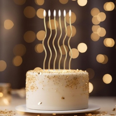 VELA DOURADA ESPIRAL 16CM 6UNID