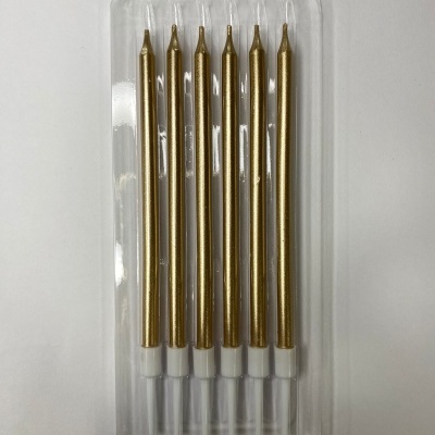 VELA DOURADA METALICA 11CM 6UNID