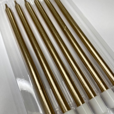 VELA DOURADA METALICA 11CM 6UNID