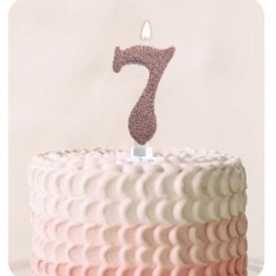 VELA ROSA GOLD PURPURINA 8CM