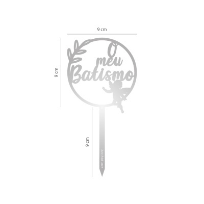 TOPO ACRILICO O MEU BATISMO PRATA