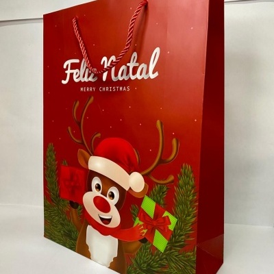 SACO NATAL C\ASA CORDÃO 42X32X11.5CM