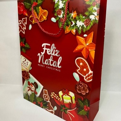 SACO NATAL C\ASA CORDÃO 42X32X11.5CM