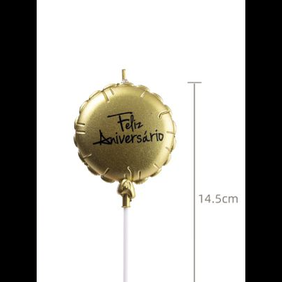 VELA BALÃO DOURADO FELIZ ANIVERSARIO