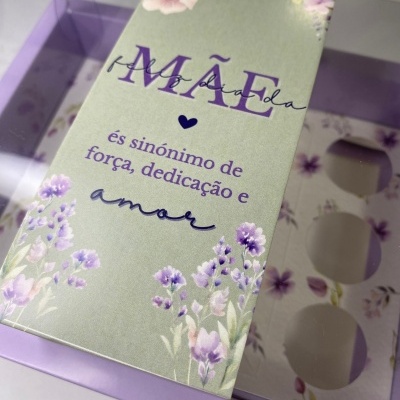 CAIXA ACETATO BENTO CAKE/3 BRIGADEIROS DIA DA MÃE