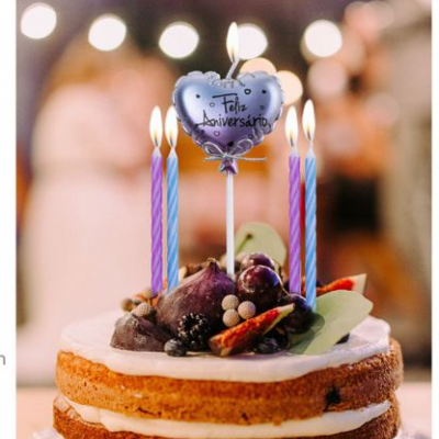 VELA CORAÇÃO COLORIDO  FELIZ ANIVERSARIO