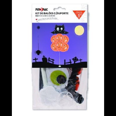 KIT BALOES C\SUPORTE HALLOWEEN 7PCS