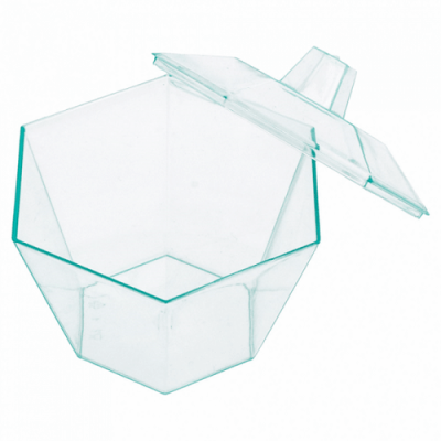 Taça sobremesa hexagonal c\tampa 7,8x7,8x6,8cm verde agua