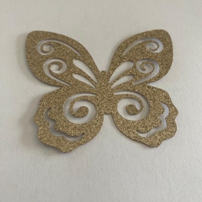 BORBOLETA DOURADA PAPEL 8CM  5UNIDADES