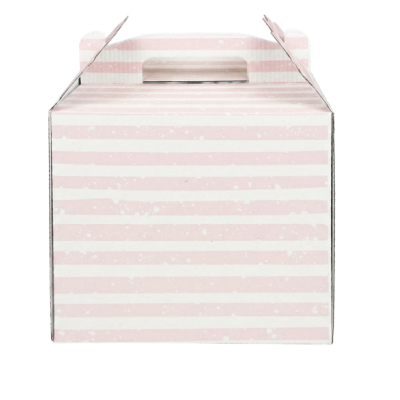 Caixa Cartão 18x18x18cm c/ janela  Dia da Mãe Riscas Rosa