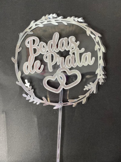 TOPO DE BOLO BODAS DE PRATA