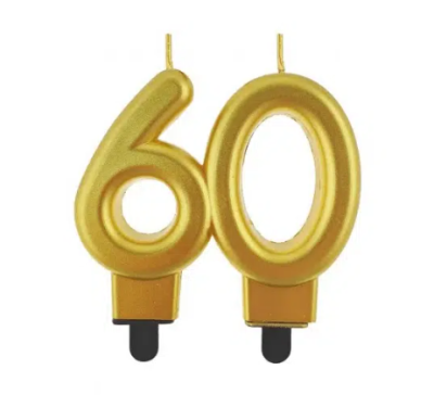 VELA ANIVERSARIO 60 DOURADA  8CM