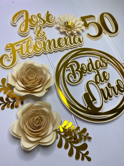 TOPO DE BOLO 50 ANOS CASADOS - BODAS DE OURO