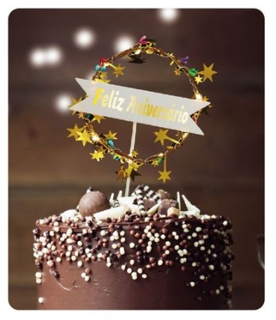 TOPO BOLO ESTREA OURO COM LUZ