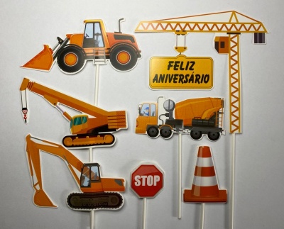 TOPO BOLO MAQUINAS OBRAS 7PCS