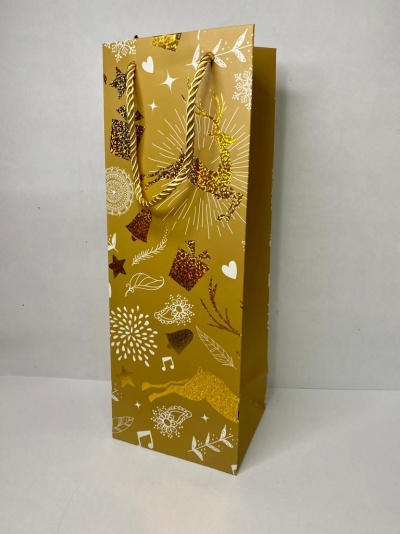 SACO PAPEL NATAL DOURADO 1 GARRAFA SACO PAPEL NATAL DOURADO 1 GARRAFA