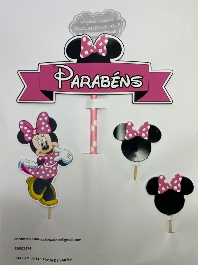 TOPO DE BOLO MINNIE ROSA