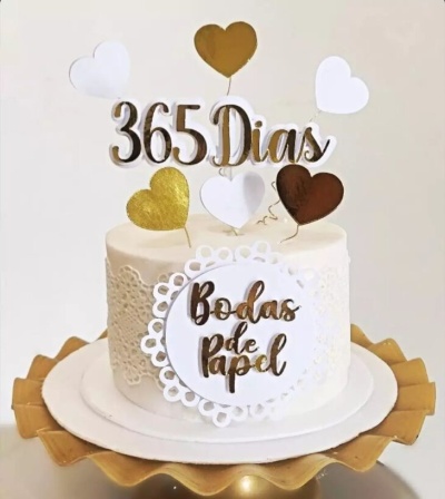 TOPO DE BOLO BODAS DE PAPEL 365 DIAS