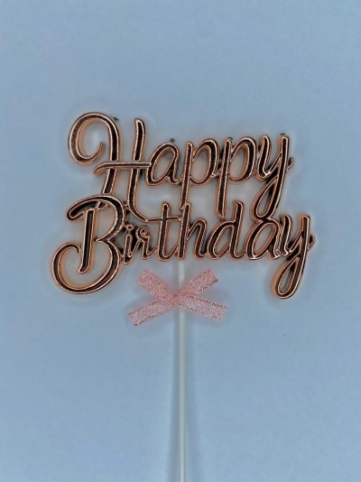 TOPO HAPPY BIRTHDAY ROSA GOLD 23CM