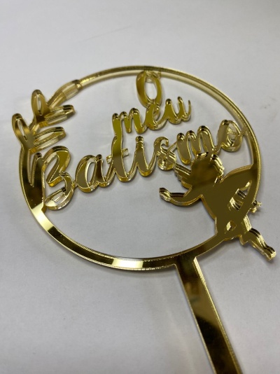 TOPO ACRILICO O MEU BATISMO OURO