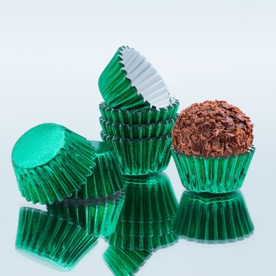 100 Formas de Brigadeiro nº5 Verde Metalizado