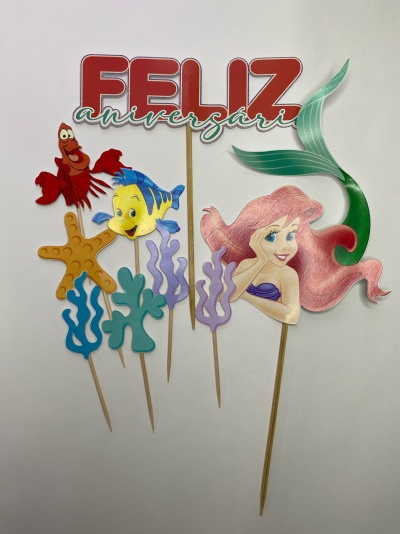 TOPO DE BOLO PEQUENA SEREIA ARIEL