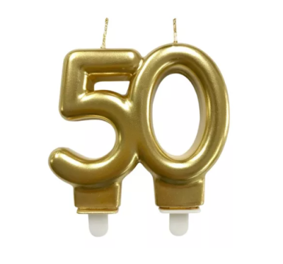 VELA ANIVERSARIO 50 DOURADA  8CM