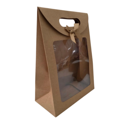 SACO PAPEL KRAFT COM JANELA 16X12X6CM