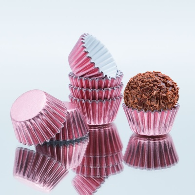 100 Formas de Brigadeiro nº5 Rosa Bebe Metalizado