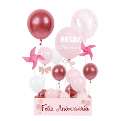 PACK BALOES CX. ROSA FELIZ ANIVERSARIO