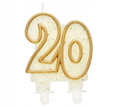 VELA ANIVERSARIO 20 DOURADA FANT. 8CM