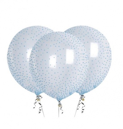 BALOES TRANSP. COM ESPUMA 30CM 3PCS AZUL