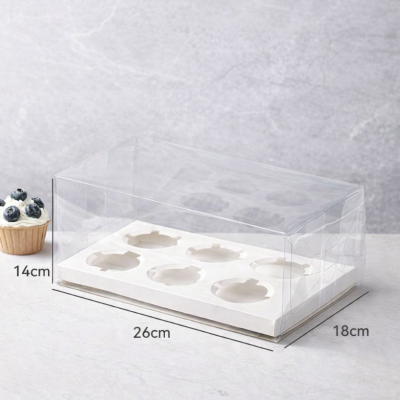 CAIXA 6 CUPCAKES ACETATO 26×18×14 cm
