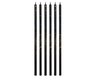 Velas de aniversário preta\ouro 16,5cm 6un. Velas de aniversário preta\ouro 16,5cm 6un.