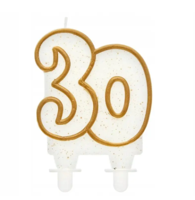 VELA ANIVERSARIO 30 DOURADA FANT. 8CM