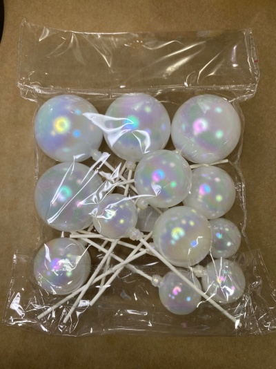 BOLAS DECORATIVAS BRANCO NACARADO 12UNID