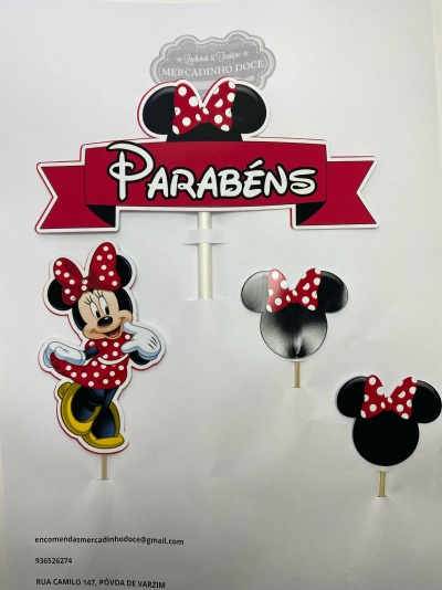 TOPO DE BOLO MINNIE VERMELHO