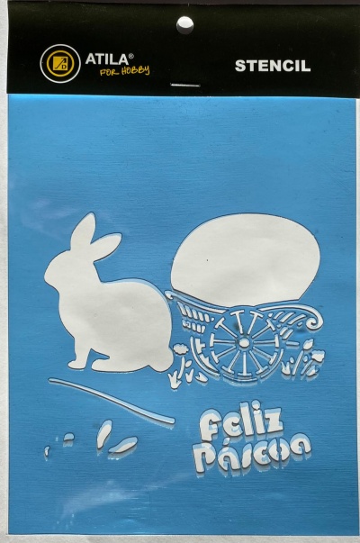 STENCIL  COELHO OVO 20X15CM