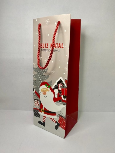 SACO PAPEL FELIZ NATAL  1 GARRAFA