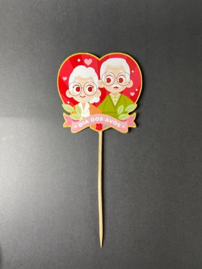 TOPO DE BOLO DIA DOS AVÓS (coração vermelho)