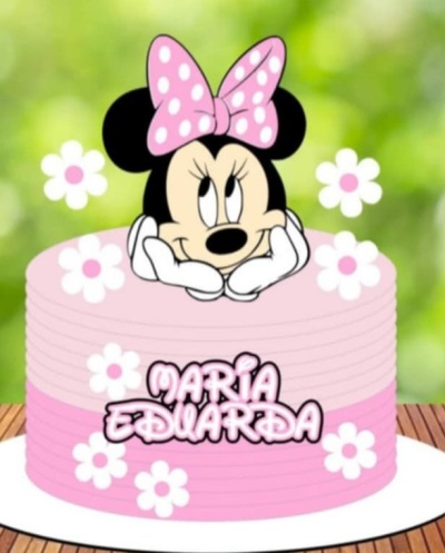 TOPO DE BOLO MINNIE COM NOME PERSONALIZADO